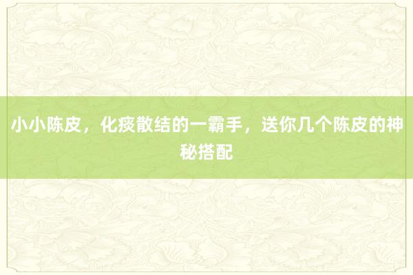 小小陈皮，化痰散结的一霸手，送你几个陈皮的神秘搭配