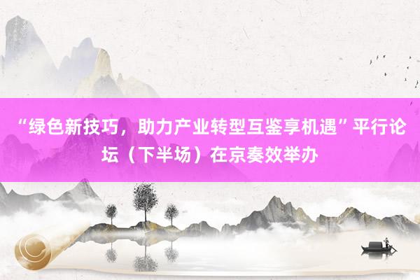 “绿色新技巧，助力产业转型互鉴享机遇”平行论坛（下半场）在京奏效举办