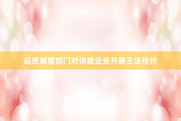 延庆城管部门对供暖企业开展王法检讨