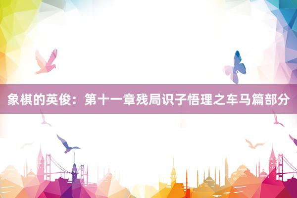 象棋的英俊：第十一章残局识子悟理之车马篇部分