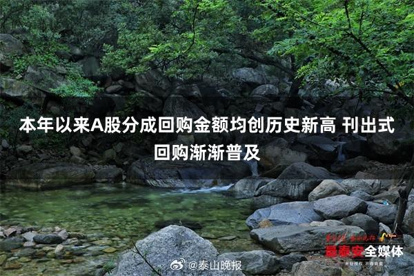 本年以来A股分成回购金额均创历史新高 刊出式回购渐渐普及