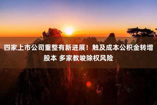 四家上市公司重整有新进展！触及成本公积金转增股本 多家教唆除权风险
